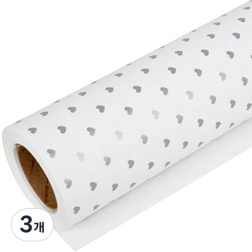 솔로몬샵 포인트하트 종이롤 포장지 대, 은색, 3개