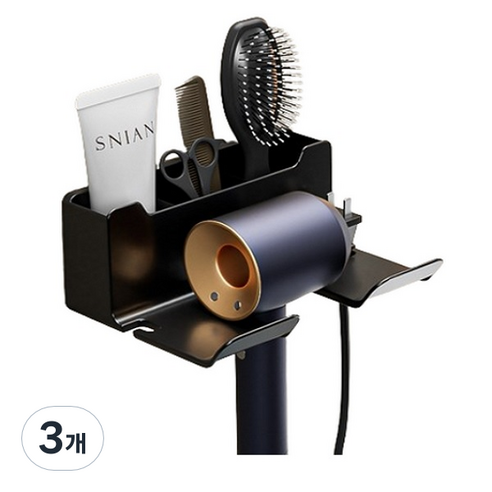 블럭마트 모던 드라이기 거치대 3칸, 3개, 블랙