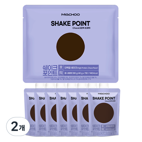 미아추 쉐이크포인트 밀크초코맛 프로틴 7p, 280g, 2개