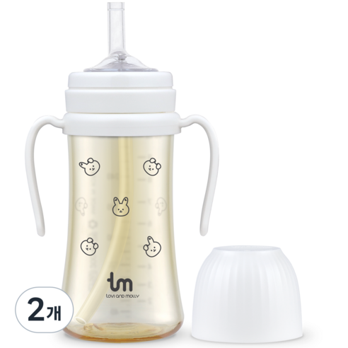 토비앤몰리 돗바니 PPSU 빨대컵 280ml, 2개, 화이트