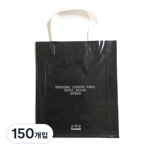 팩스타 손잡이 비닐봉투 M 3호 29 x 39 cm, 검정, 150개입