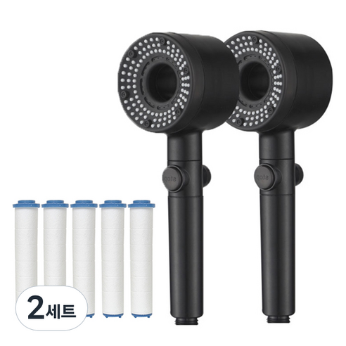 윈프라이스 다이나믹 5단 필터 샤워기 2p + 전용필터 5p 세트, 2개, 블랙(샤워기), 화이트(필터)