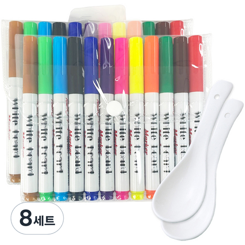 동아피엠에스 워터 보드마카 플로팅펜 12종 x 2p + 도구 2p 세트, 빨강, 핑크, 주황, 노랑, 연두, 초록, 하늘, 파랑, 보라, 연갈, 흑갈, 검정, 8세트