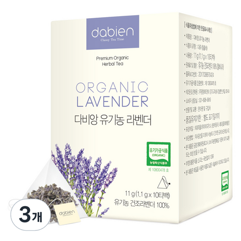다비앙 유기농 라벤더차 티백, 1.1g, 10개입, 3개