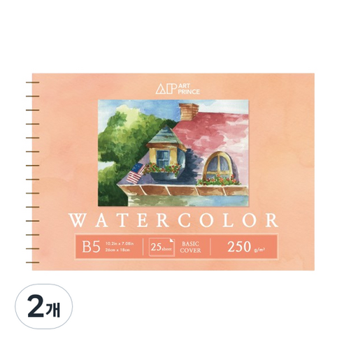 두성 아트프린스 워터컬러 수채화용 스프링 스케치북 250g W05, B5, 25매, 2개