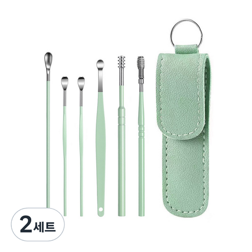 모나코올리브 손맛중독 귀이개 6종 + 파우치 세트 민트, 2세트