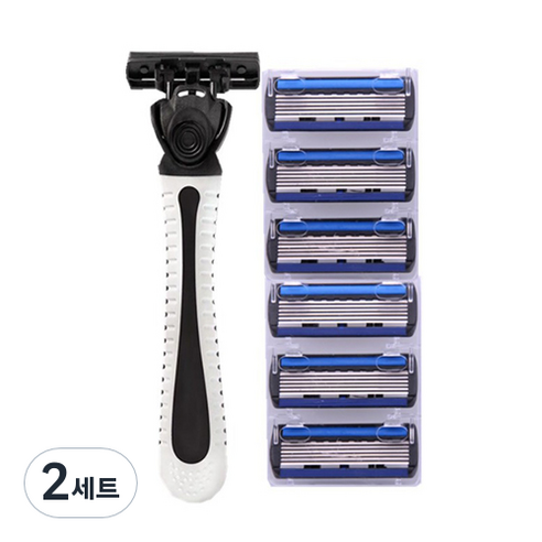 메디치트 5중 면도날 수동 면도기 블랙 + 날 6p 세트, 2세트