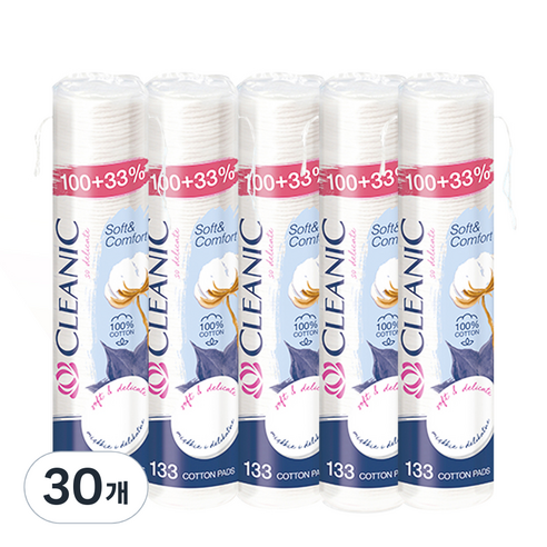 클레아닉 Pro Silk 소프트 앤 컴포트 화장솜, 133매입, 30개