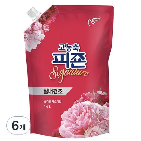 피죤 고농축 실내건조 시그니처 플라워페스티벌 섬유유연제 리필, 1.7L, 4개