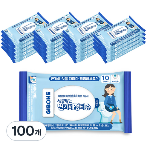 기본에 세균닦는 변기세정티슈 10p, 100개