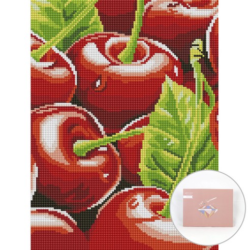 아트조이 DIY 보석십자수 세트 캔버스형 30 x 40 cm, 빨간 체리, 1세트