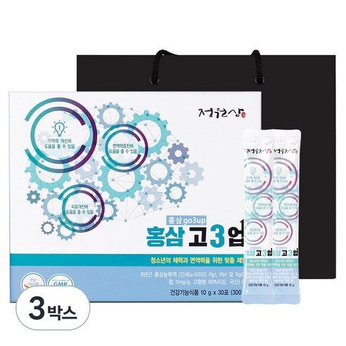 정원삼 홍삼스틱 고3업 + 쇼핑백, 30회분, 300g, 3박스