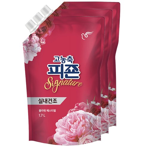 피죤 고농축 시그니처 섬유유연제 플라워페스티벌 리필, 1.7L, 3개
