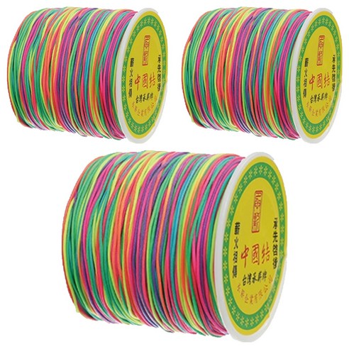 나일론 매듭실 실팔찌 만들기 0.8mm, Rainbow, 3개