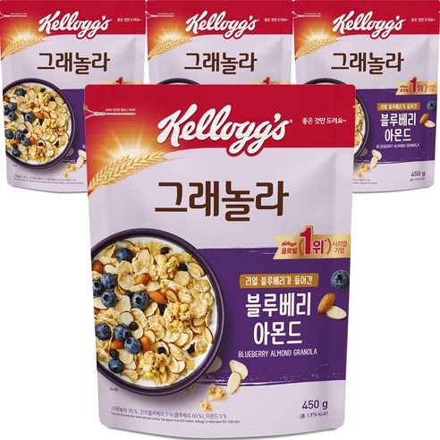 켈로그 블루베리 아몬드 그래놀라, 450g, 4개