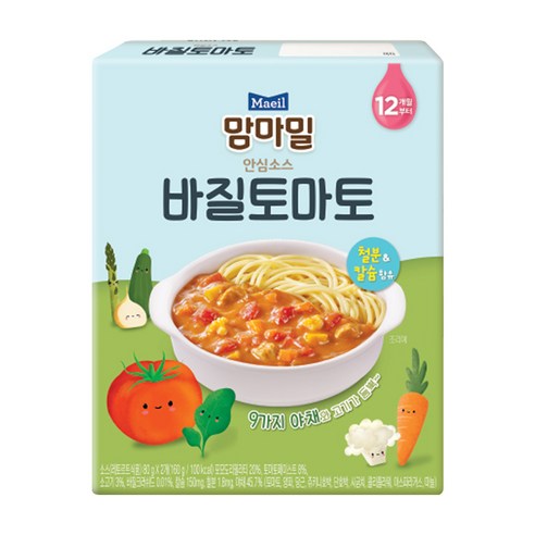 맘마밀 안심소스 바질토마토 2p, 160g, 1개