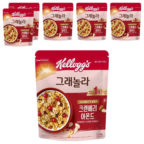 켈로그 크랜베리 아몬드 그래놀라 시리얼, 1.2kg, 6개
