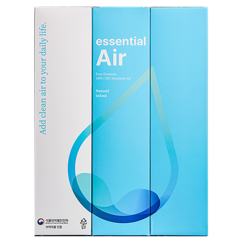 지리에어 산소캔 프리미엄 청정공기 대용량 휴대용 공기캔 에센셜에어 645ml, 3개