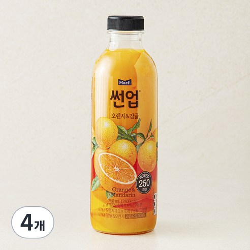 썬업 오렌지&감귤 주스, 4개, 750ml