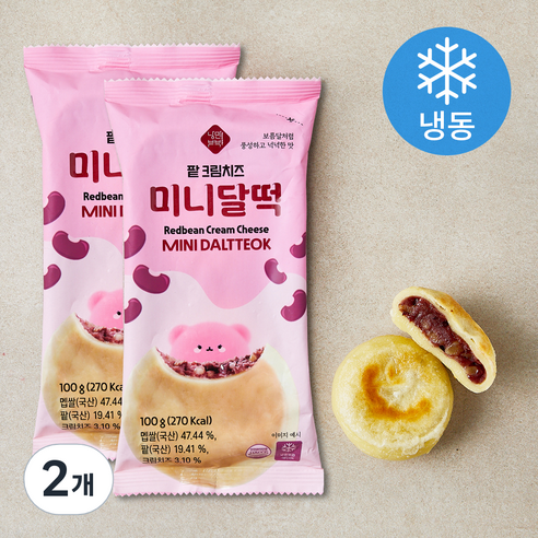 낭만부부 팥크림치즈 미니달떡 (냉동), 100g, 2개, 2개입