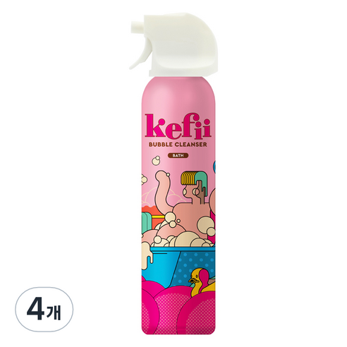 케피 버블 클렌저 핑크폼 배쓰 딸기향, 200ml, 4개