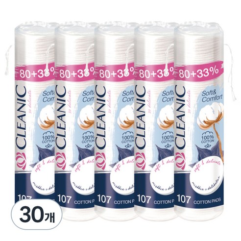 클레아닉 Pro Silk 소프트 앤 컴포트 화장솜, 107매입, 30개