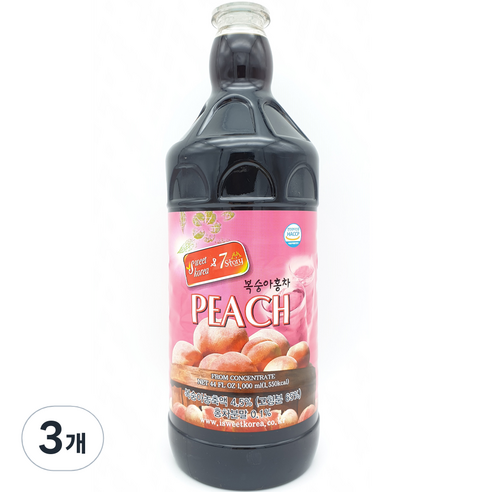 스위트코리아 복숭아홍차, 3개, 1L