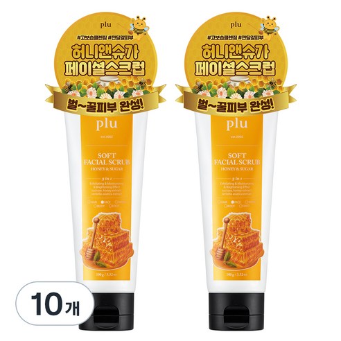 플루 소프트 페이셜 스크럽 허니 앤 슈가, 100g, 10개