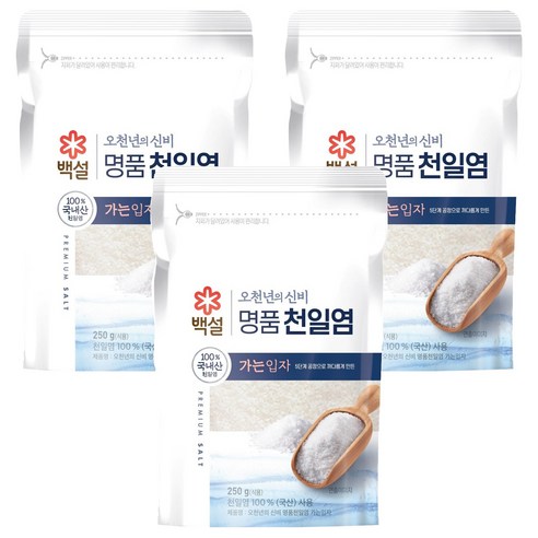 백설 오천년의 신비 가는입자 천일염, 250g, 3개