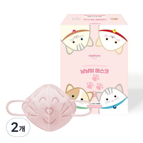 힐타임 냥냥이 마스크 소형, 25개입, 2개, 핑크