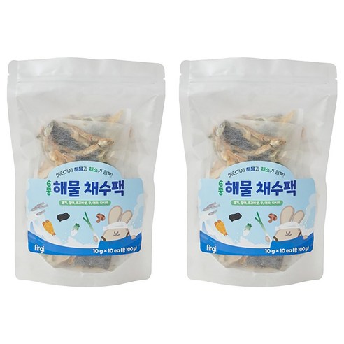 퍼기 어린이 6종해물 채수팩 10개입, 6종 해물, 100g, 2개