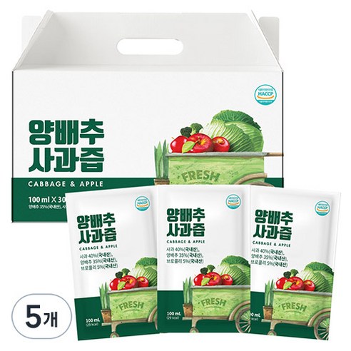 NFC 착즙 양배추사과즙, 3L, 5개