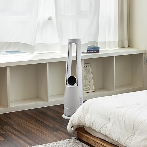 좁은 공간에도 시원하고 안전하게, 듀플렉스 타워형 BLDC 날개없는 선풍기