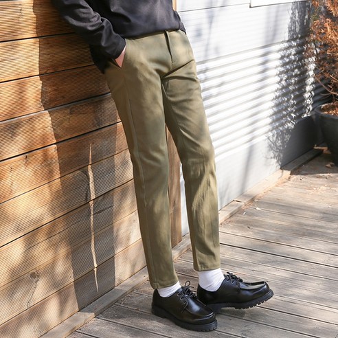 머시따 남성용 워싱 면 10부 데일리 팬츠, 카키