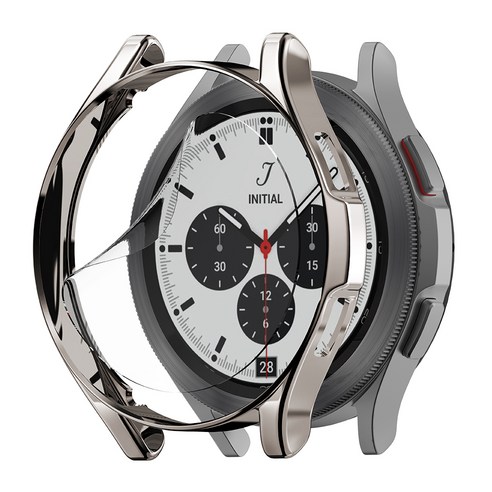 누아트 갤럭시워치4 클래식 커버 케이스 + 고광택 액정보호필름 3개입 46mm, 그레이