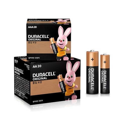 듀라셀 오리지널 알카라인 AA 건전지 20p + AAA 건전지 20p, 1세트