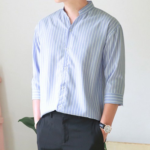 머시따 린넨 트임 브이넥 7부셔츠