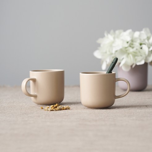 보울보울 국산 레트로라인 머그 320ml, 카라멜베이지, 2개