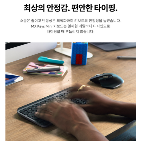 손끝으로 느껴지는 혁신, 로지텍 MX KEYS MINI로 공간과 효율을 디자인하세요.