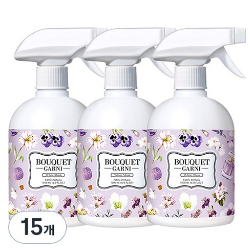 부케가르니 섬유탈취제 화이트머스크 본품, 500ml, 15개