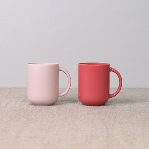 보울보울 레트로라인 핸들머그 360ml, 로제핑크+파우더핑크, 2개