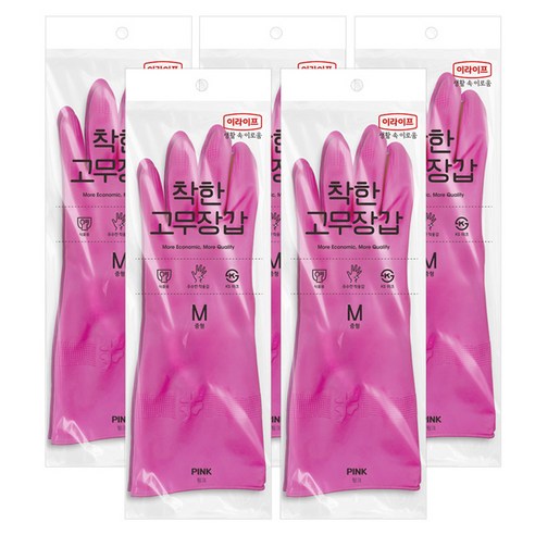 롯데이라이프 착한 고무장갑 핑크 × 중(M) × 5세트, 색상 × 사이즈 × 수량 섬네일