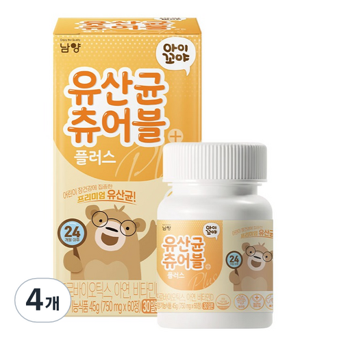 아이꼬야 유산균 츄어블 플러스 45g, 60정, 4개