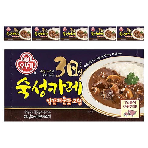 오뚜기 3일 숙성 카레 약간매운맛 고형, 200g, 6개