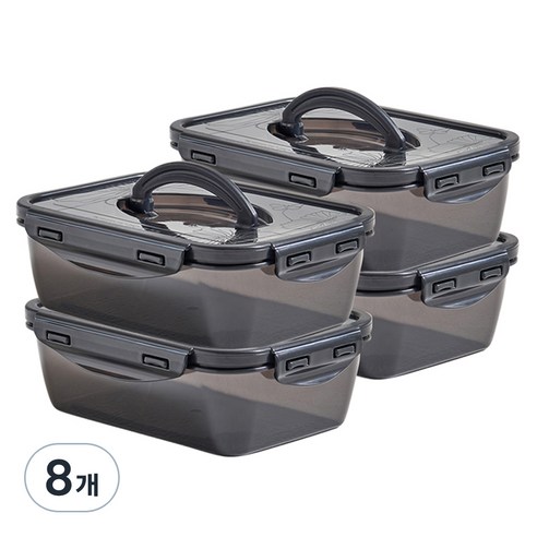 이지앤프리 블랙락 원핸들 밀폐용기 4호, 1.4L, 8개