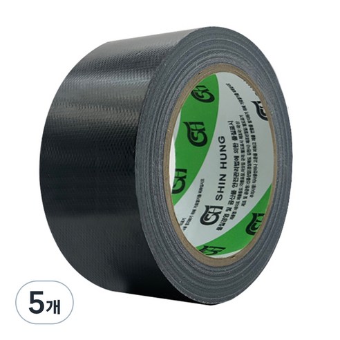 신흥테이프 면테이프 48mm x 25M 검정, 5개
