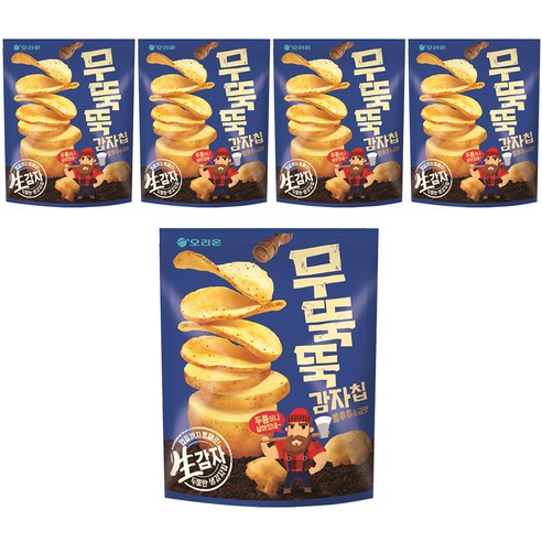 무뚝뚝감자칩 통후추 소금맛 과자, 124g, 5개