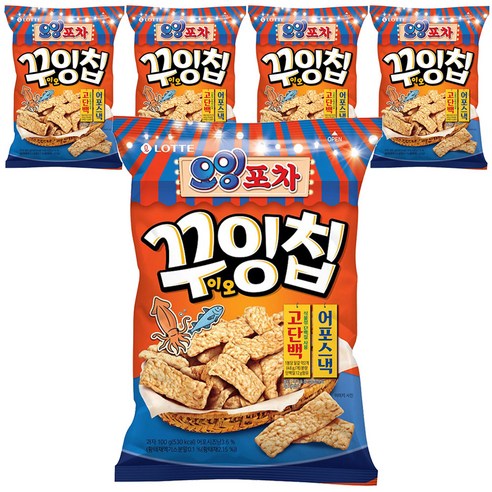 롯데제과 오잉포차 꾸이오잉칩, 5개, 100g