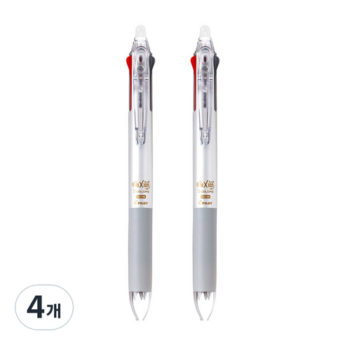 파이롯트 프릭션 볼 슬림 3색 볼펜 0.38mm, 실버, 4개