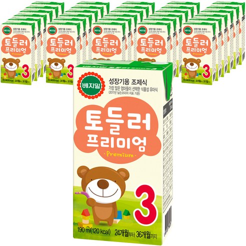 베지밀 토들러 프리미엄 3단계 아기두유 190ml, 원액두유, 80개